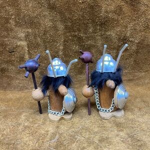 Vintage Furry Wood Viking Figurines (Lot#4)